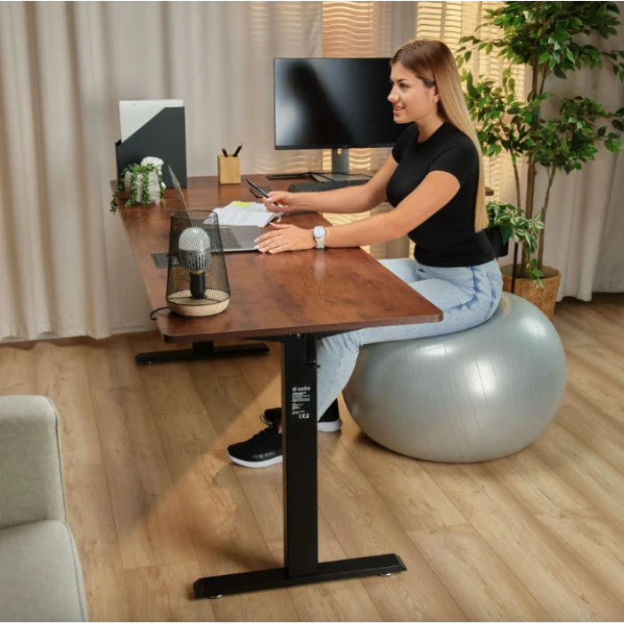 Комп'ютерний кутовий стіл Di Volio Montaro з регульованою висотою коричневий