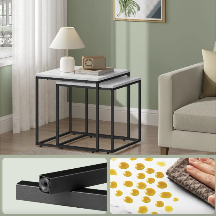 Комплект журнальных столиков Leobert Nika квадратный мрамор