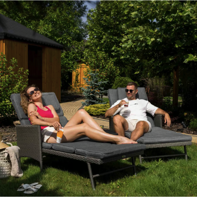 Садовый шезлонг Di Volio Breso из серого ротанга