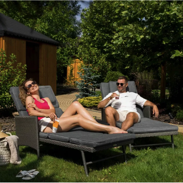 Садовый шезлонг Di Volio Breso из серого ротанга