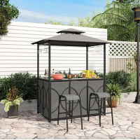 Комплект Costway Naro с грилем и 2 барными стульями серый