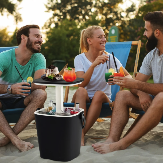 Стол-холодильник Costway Gobar 3-в-1 с подъемной крышкой 15L черный