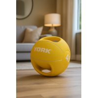 М'яч медбол 4кг York Fitness із двома ручками, жовтий