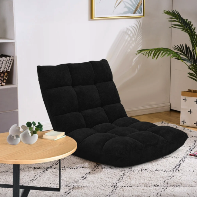 Кресло Costway Tiktok напольное с регулируемой спинкой черный