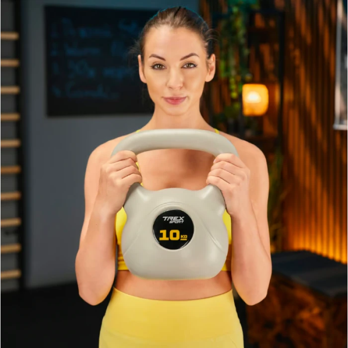 Гиря вінілова 10кг Trex Sport TX-010CKB сірий