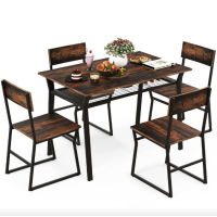 Комплект мебели Costway Merax обеденный стол со стульями в стиле Loft коричневый