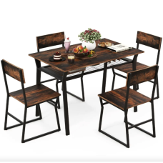 Комплект мебели Costway Merax обеденный стол со стульями в стиле Loft коричневый