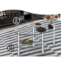 Журнальный столик Costway Lifezeal стеклянный