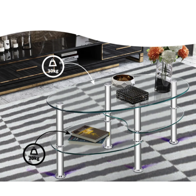 Журнальный столик Costway Lifezeal стеклянный