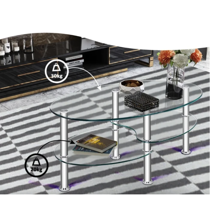 Журнальный столик Costway Lifezeal стеклянный