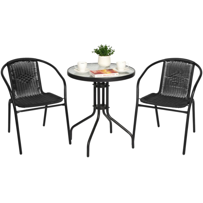 Садові меблі Chomik BISTRO стіл та 2 стільці чорний