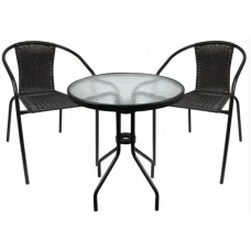 Садові меблі Chomik BISTRO стіл та 2 стільці чорний