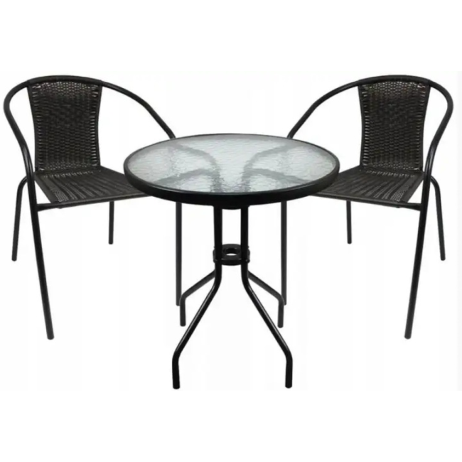 Садові меблі Chomik BISTRO стіл та 2 стільці чорний