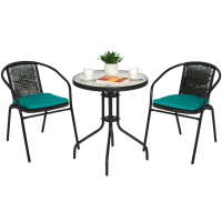 Садові меблі Chomik BISTRO стіл та 2 стільці чорний