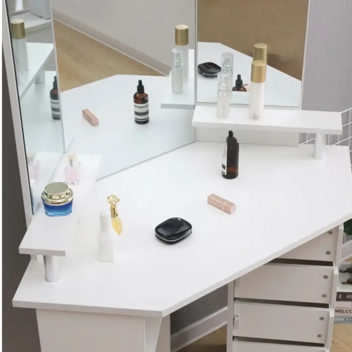 Туалетний столик Chomik TRIO кутовий з дзеркалом білий