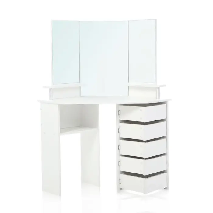 Туалетний столик Chomik TRIO кутовий з дзеркалом білий
