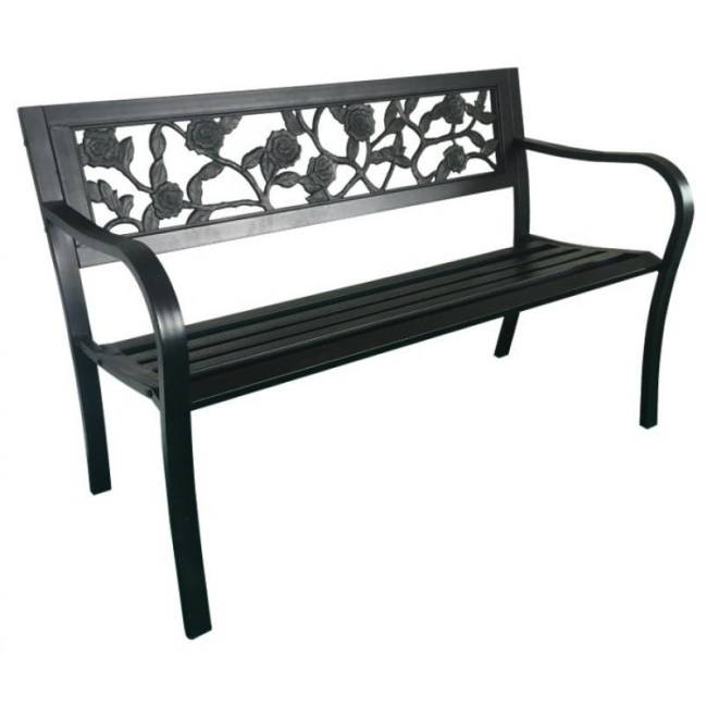 Лавка для саду Chomik GARDEN LINE ROSE сталева з декоративною спинкою
