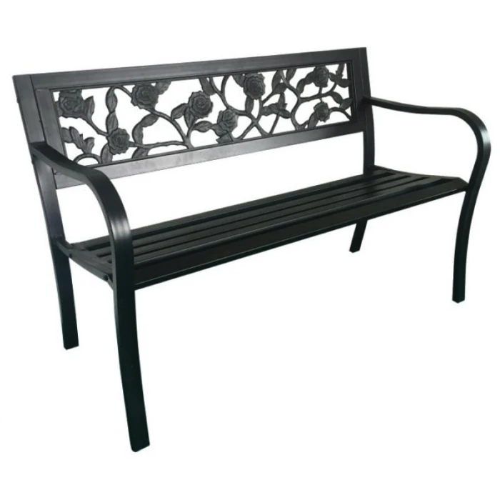 Скамейка для сада Chomik GARDEN LINE ROSE стальная с декоративной спинкой