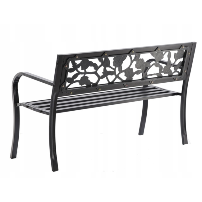 Лавка для саду Chomik GARDEN LINE ROSE сталева з декоративною спинкою