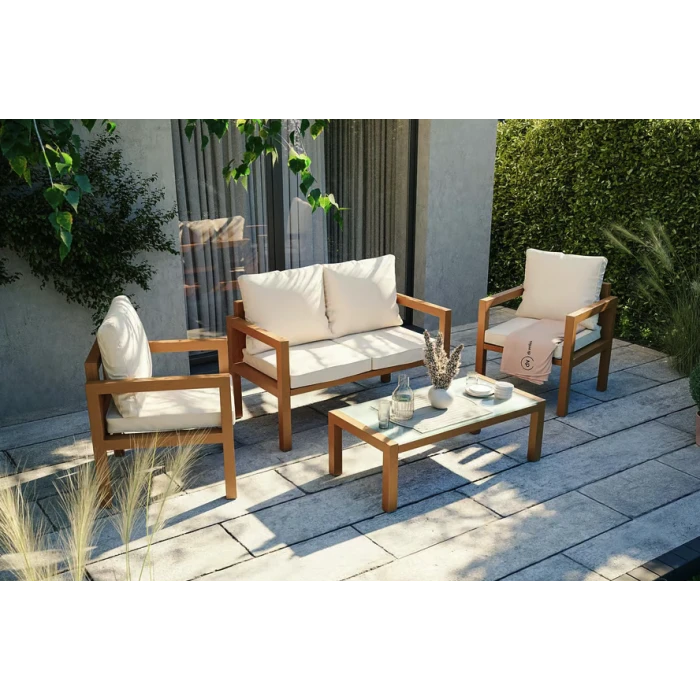 Комплект садових меблів Di Volio Brescia 2 Натуральний/кремовий