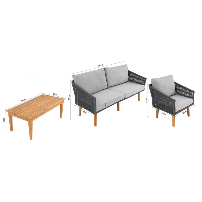 Комплект садових меблів Di Volio Matera Сірий/Світло-сірий
