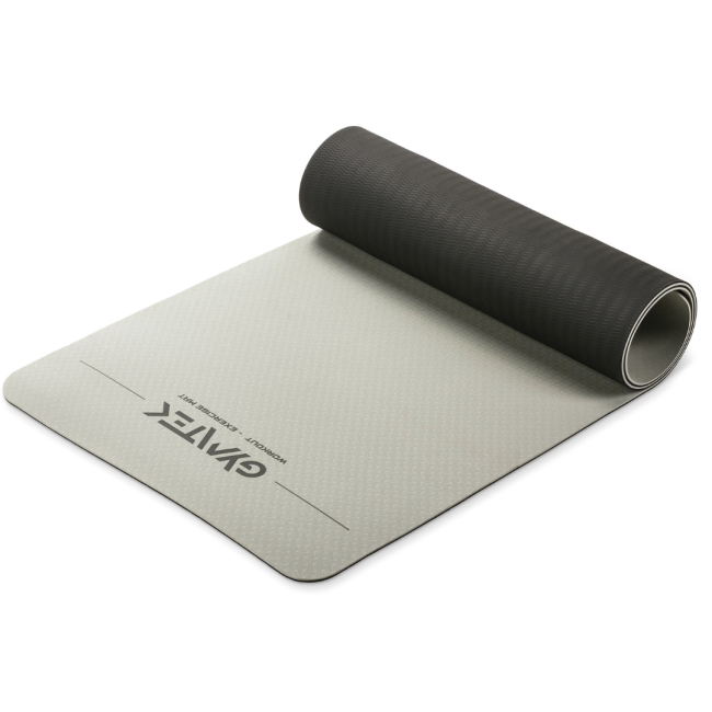 Килимок (мат) для фітнесу та йоги Gymtek Premium TPE 0,6см сіро-чорний