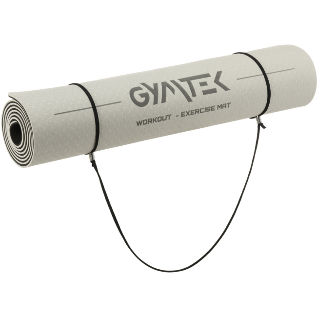 Килимок (мат) для фітнесу та йоги Gymtek Premium TPE 0,6см сіро-чорний