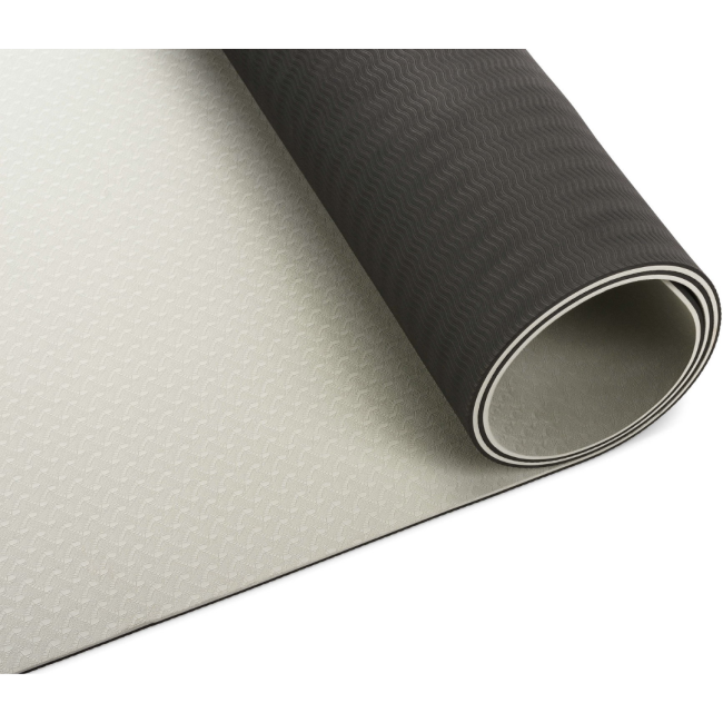 Килимок (мат) для фітнесу та йоги Gymtek Premium TPE 0,6см сіро-чорний