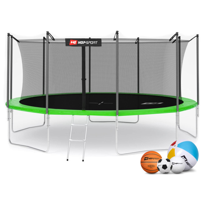 Батут Hop-Sport 16ft (488см) зелений із внутрішньою сіткою