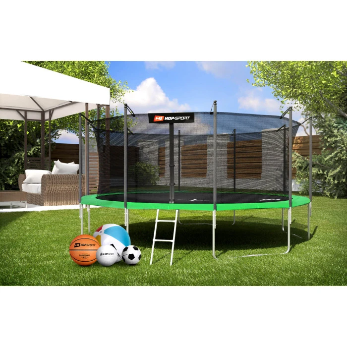 Батут Hop-Sport 16ft (488см) зелений із внутрішньою сіткою