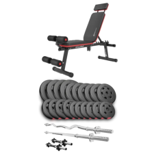 Набор Hop-Sport Premium 105кг со скамьей HS-2040 HB, штангами и гантелями.