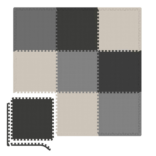 Мат-пазл Hop-Sport EVA 1см HS-A010PM - 9 частей черный/белый/серый