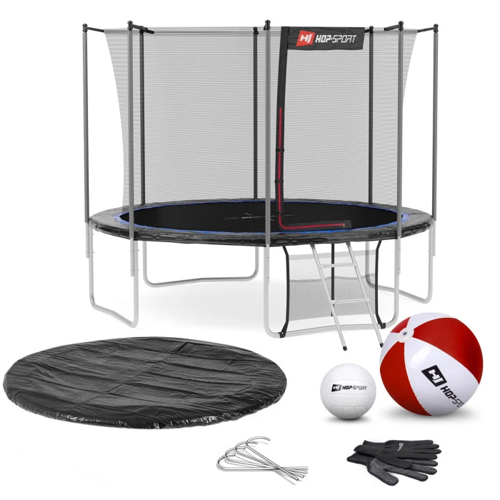 Батут Hop-Sport 12ft (366см) чорно-синій з внутрішньою сіткою