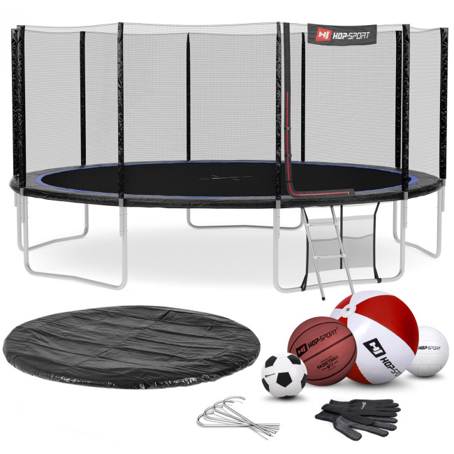 Батут Hop-Sport 16ft (488см) черно-синий с наружной сеткой