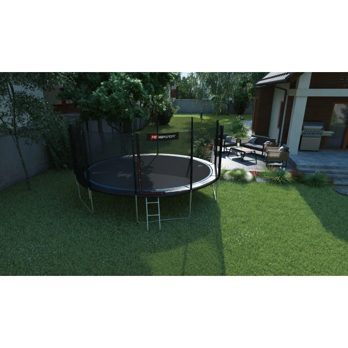 Батут Hop-Sport 16ft (488см) чорно-синій з зовнішньою сіткою