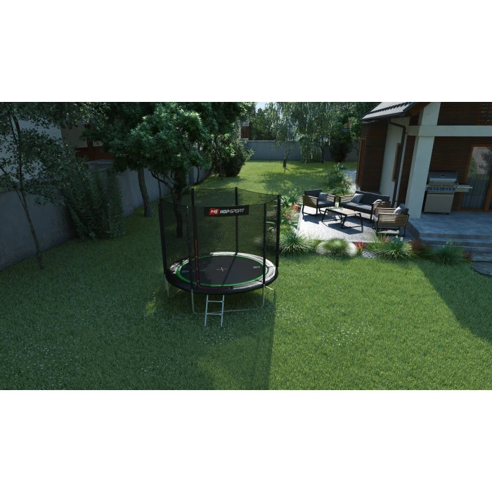 Батут Hop-Sport 8ft (244см) чорно-зелений з зовнішньою сіткою