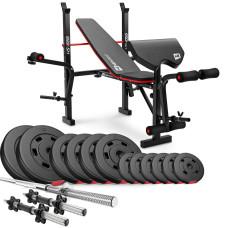 Набір Hop-Sport Premium 38кг з лавою HS-1055 Pro, штангою та гантелями