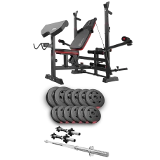 Набір Hop-Sport Premium 38кг з лавою HS-1075 Pro, штангою та гантелями