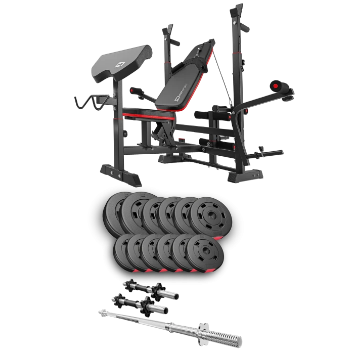 Набір Hop-Sport Premium 38кг з лавою HS-1075 Pro, штангою та гантелями