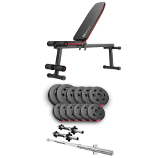 Набір Hop-Sport Premium 38кг з лавою HS-1010 Pro, штангою та гантелями