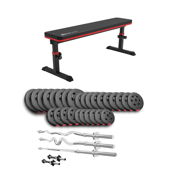 Набір Hop-Sport Premium 173кг з лавою HS-1025 Pro, штангами та гантелями