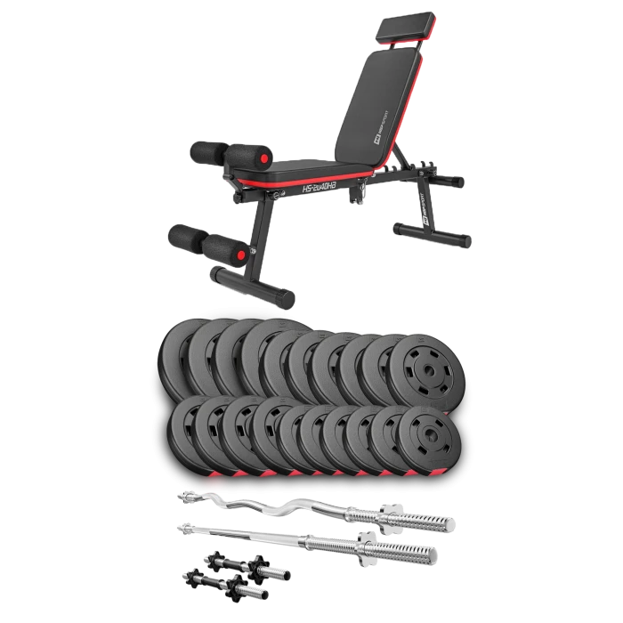 Набір Hop-Sport Premium 105кг з лавою HS-2040 HB, штангами та гантелями