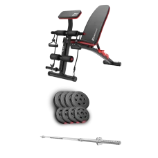 Набір Hop-Sport Premium 39кг з лавою HS-1035 та штангою