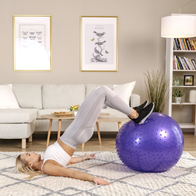 Фітбол масажний Hop-Sport 65см фіолетовий + насос