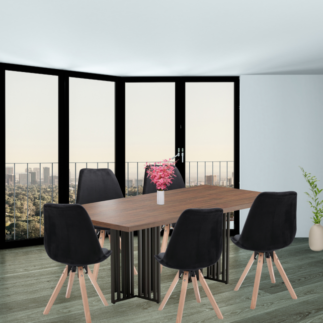 Стілець Saida Jumi у скандинавському стилі з дерев'яними ніжками чорний