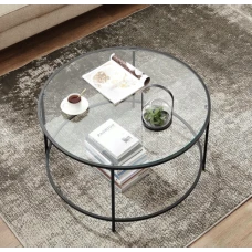 Журнальный столик Leobert Oskar круглый со стеклянной столешницей