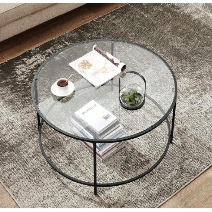Журнальний столик Leobert Oskar круглий з скляною стільницею