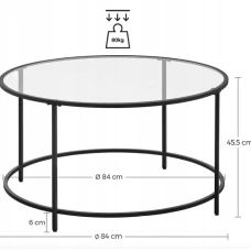 Журнальный столик Leobert Oskar круглый со стеклянной столешницей