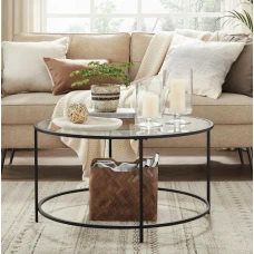Журнальный столик Leobert Oskar круглый со стеклянной столешницей
