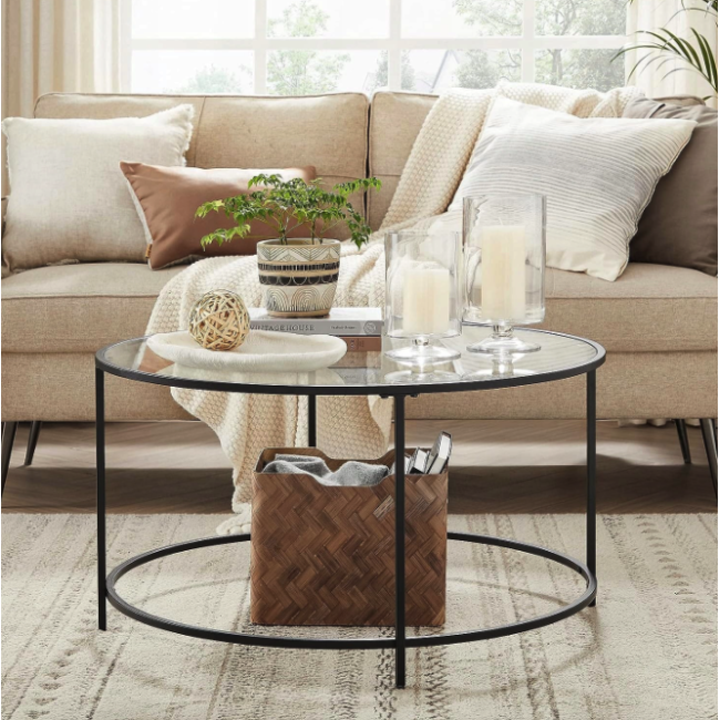 Журнальный столик Leobert Oskar круглый со стеклянной столешницей